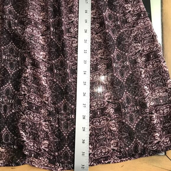 Knox Rose Women's Size XS Oversized Sheer Maroon Bohemian Mini Tunic Boho Dress - Picture 15 of 15